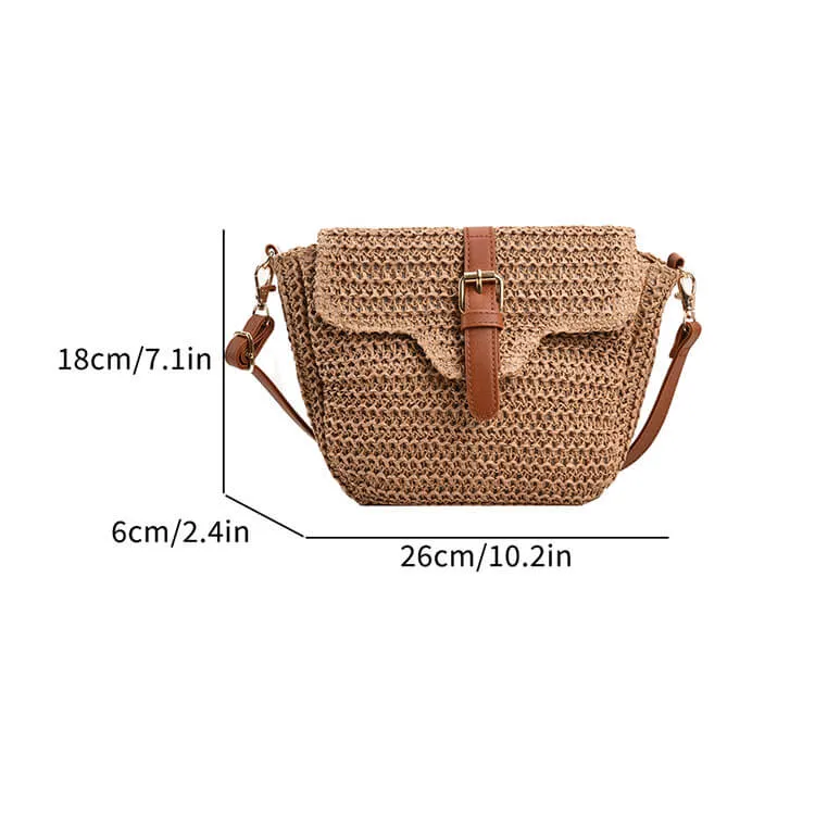 2023 Leather Strape Straw Messenger Bag-Showtown