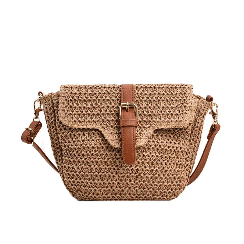 2023 Leather Strape Straw Messenger Bag-Showtown