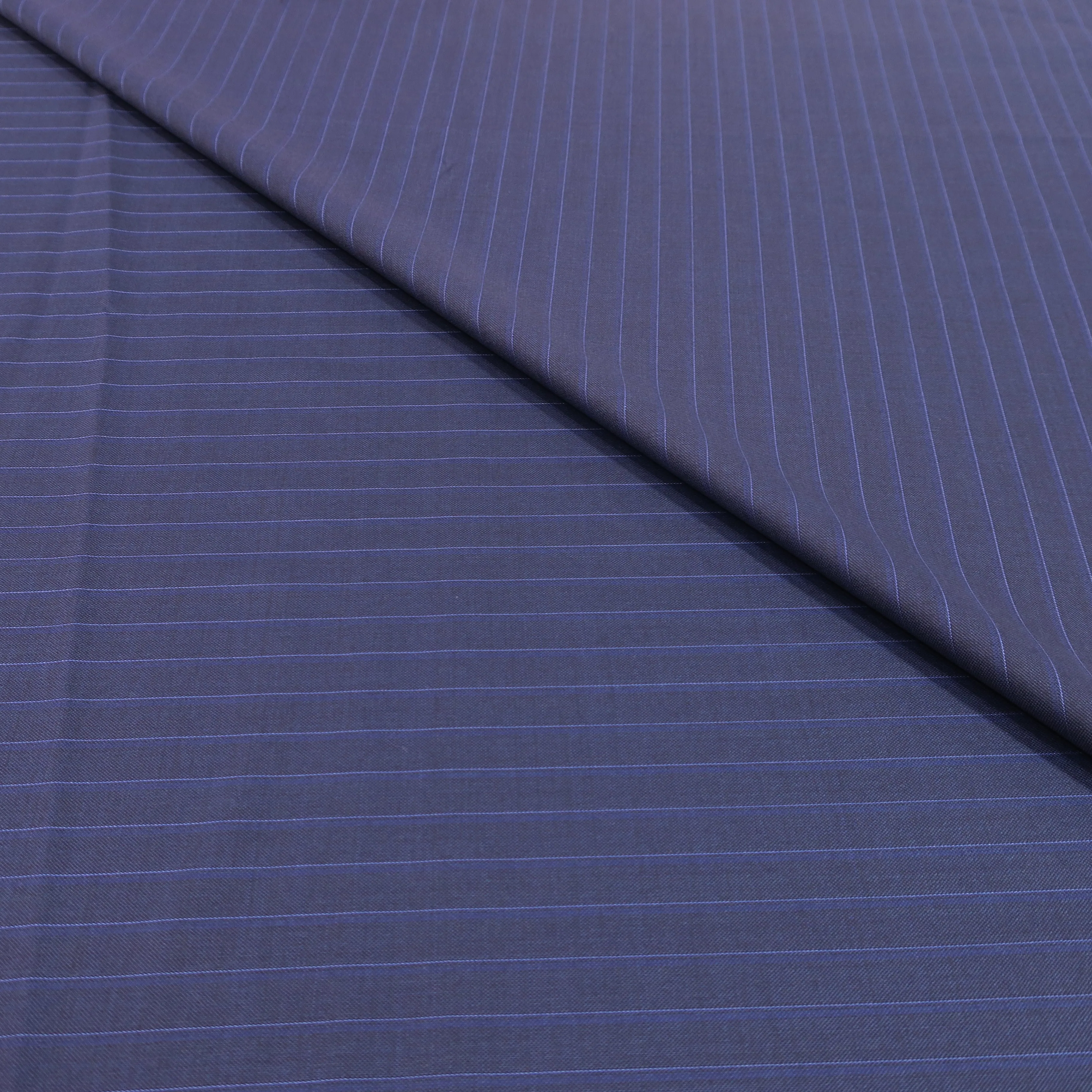 4 YDS Chambray Blue Pinstripe Wool Loro Piana Tasmanian Super 150's Fabric