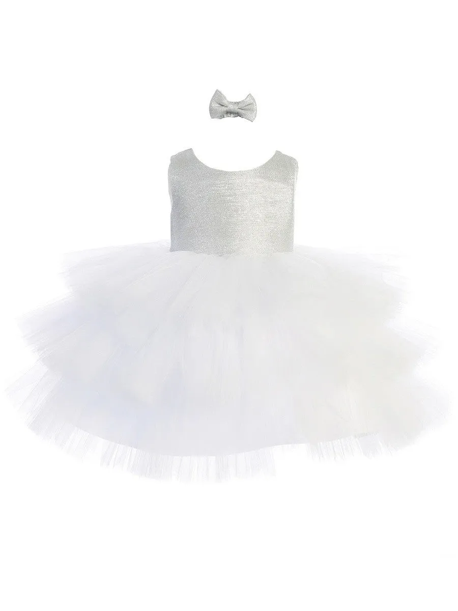 Baby Girls Multi Color Metallic Glitter Layered Tulle Flower Girl Dress 6M-24M