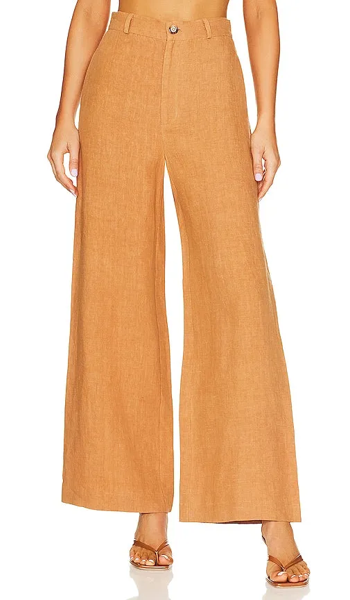 Bardot Enya Linen Pant in Tan