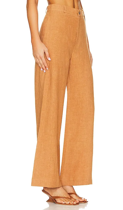 Bardot Enya Linen Pant in Tan