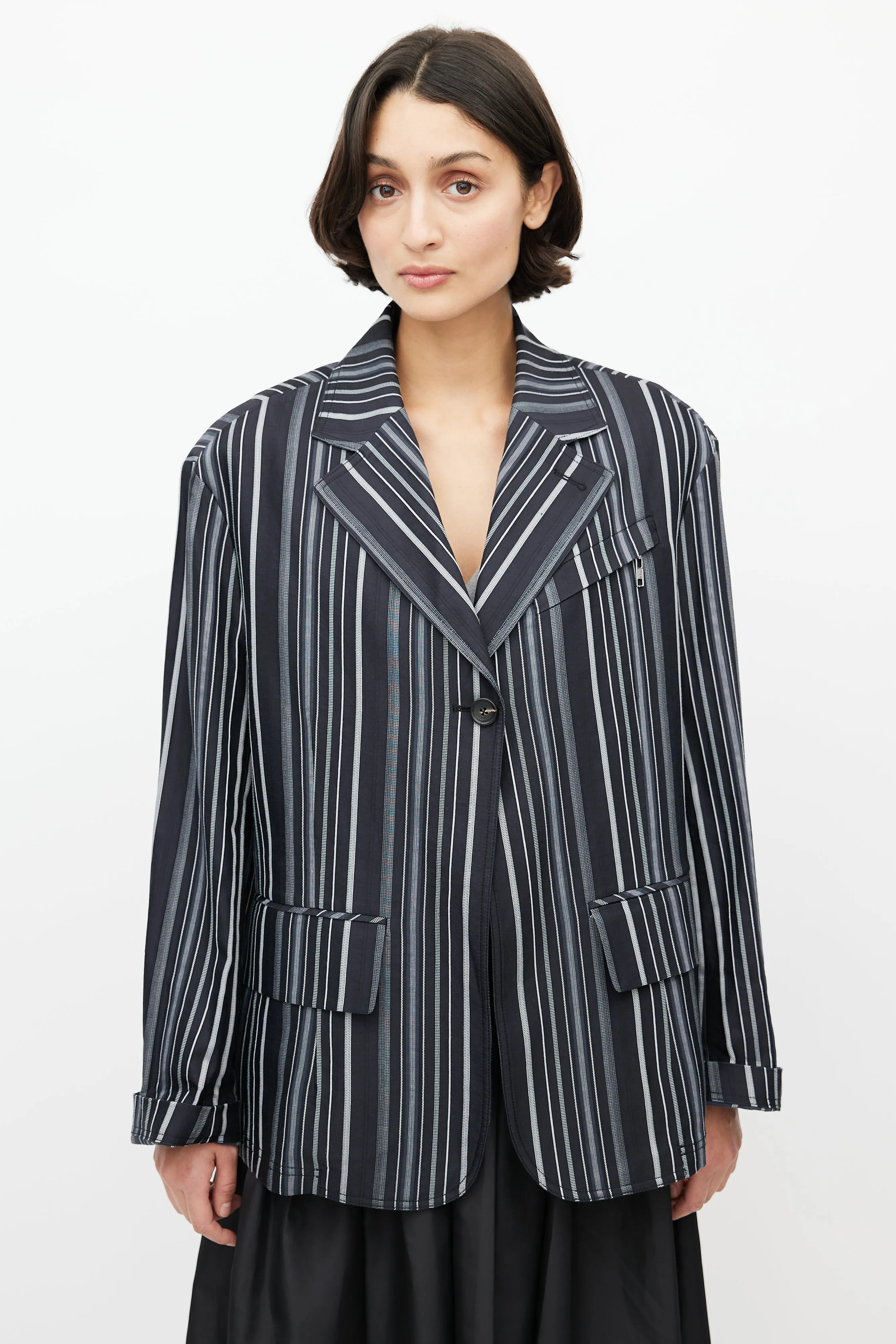 Black & White Pinstripe Blazer