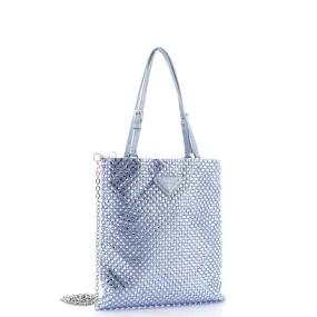Chain Flat Tote Crystal Embellished Satin Mini