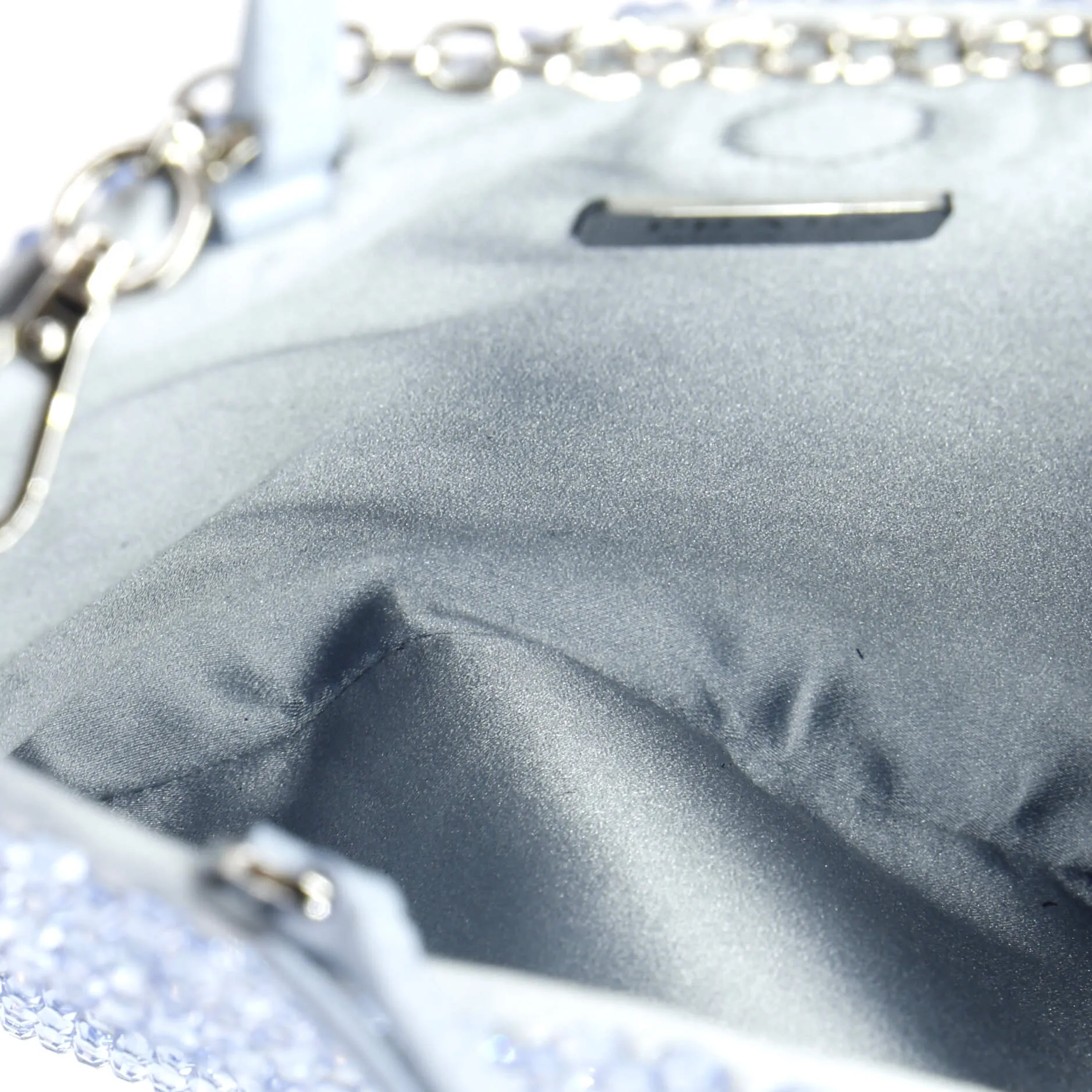 Chain Flat Tote Crystal Embellished Satin Mini