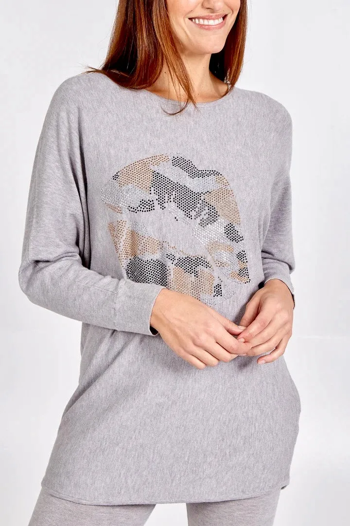 DIAMANTÉ CAMOUFLAGE LIPS LOUNGE SET