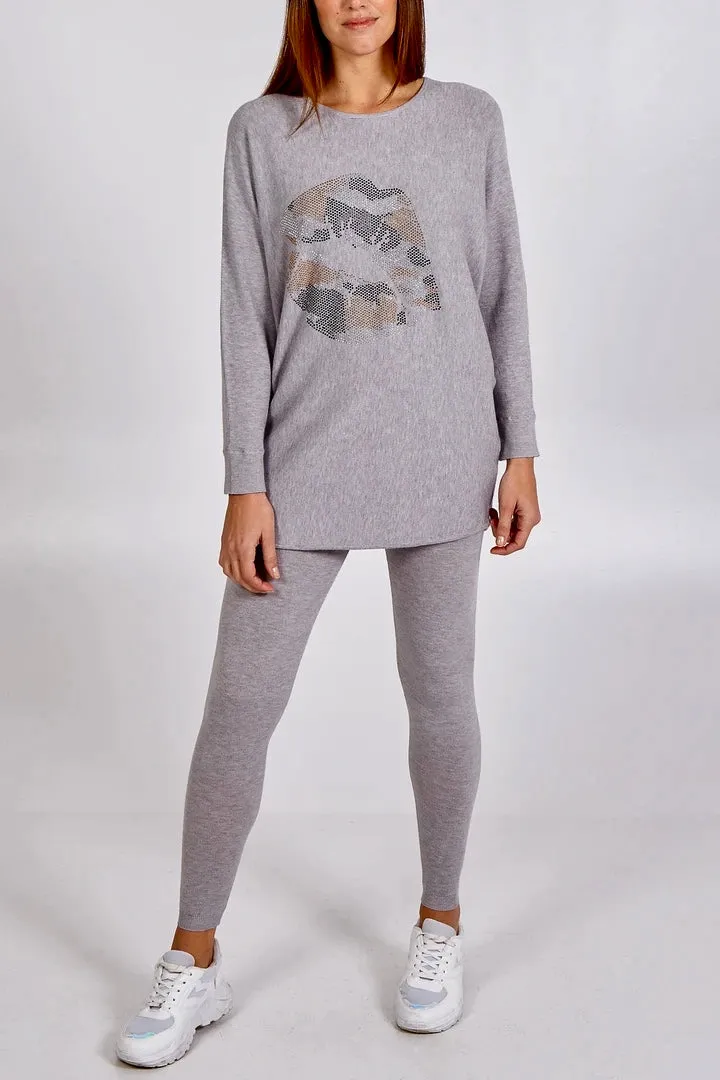 DIAMANTÉ CAMOUFLAGE LIPS LOUNGE SET