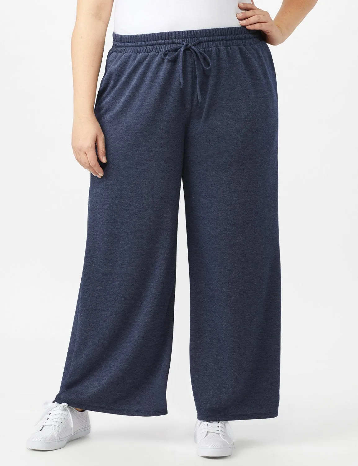 Drawstring Heathered Navy Knit Pant