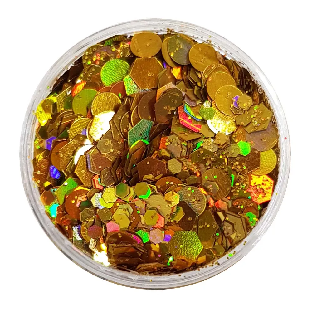 Gold Festival Glitter (Holographic Chunky Glitter Mix) - Gold Shimmer