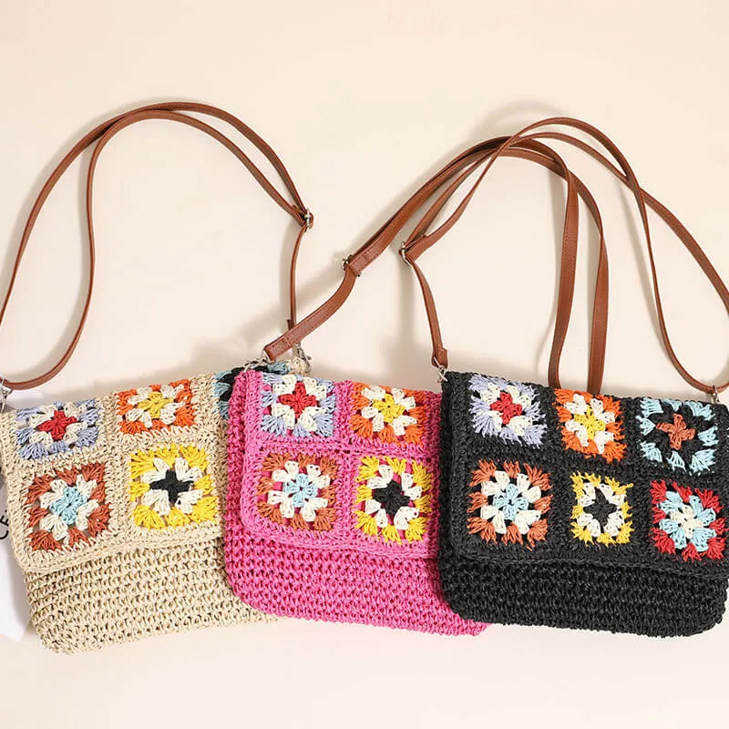 Granny Cross Body Straw Bag-Showtown