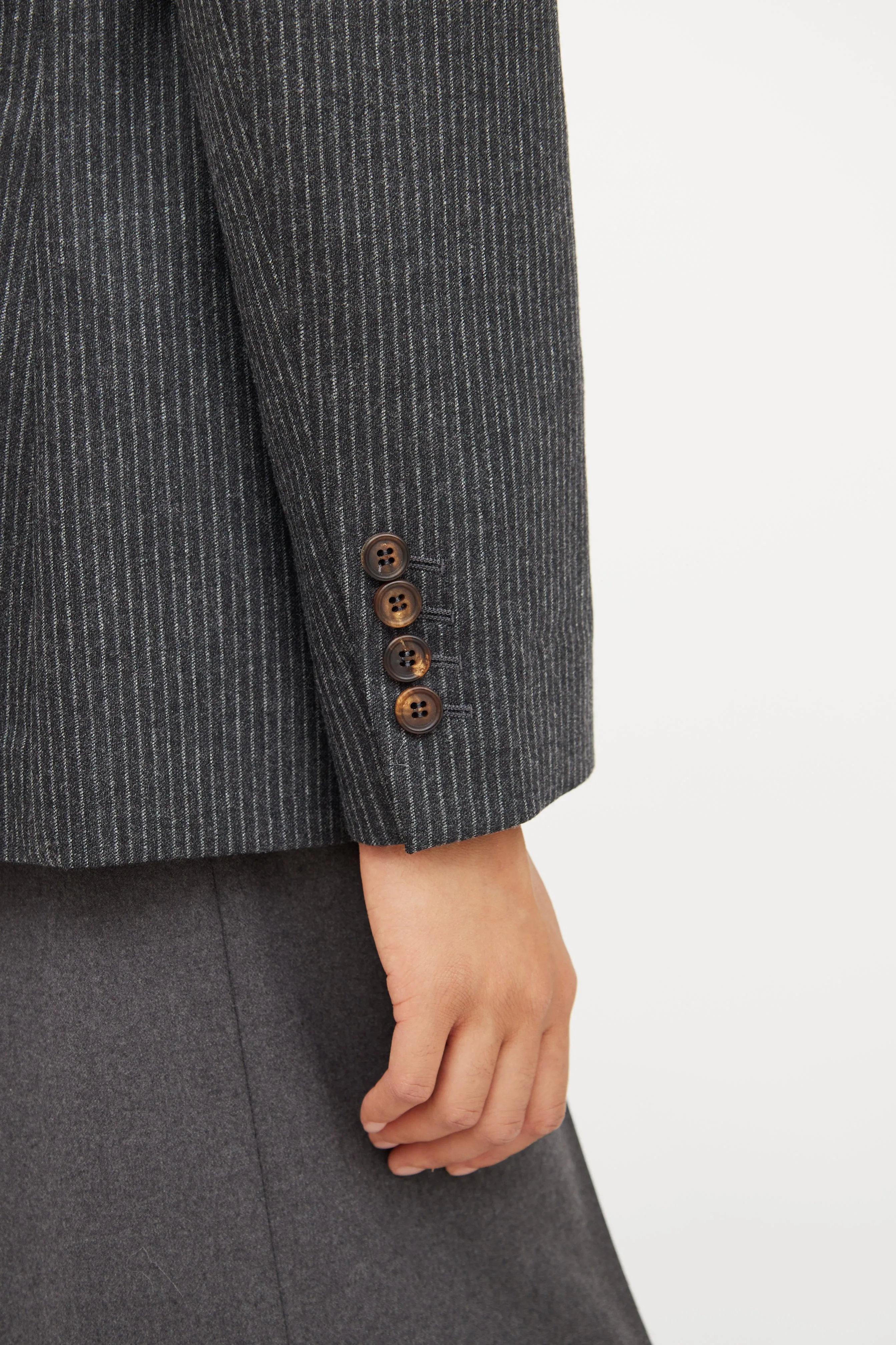 Grey Pinstripe Wool Blazer