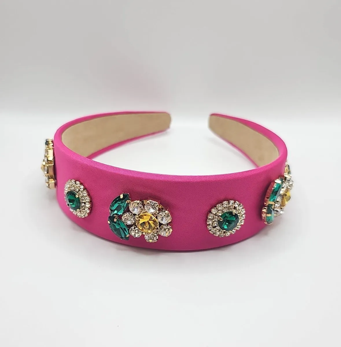 Hot Pink Muti Colour Crystal & Pearl Hair Band