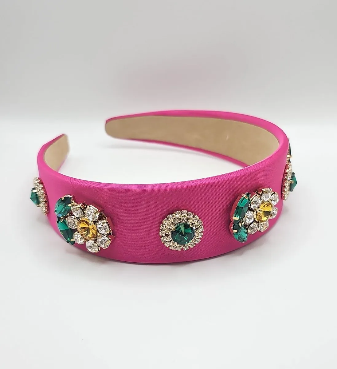 Hot Pink Muti Colour Crystal & Pearl Hair Band