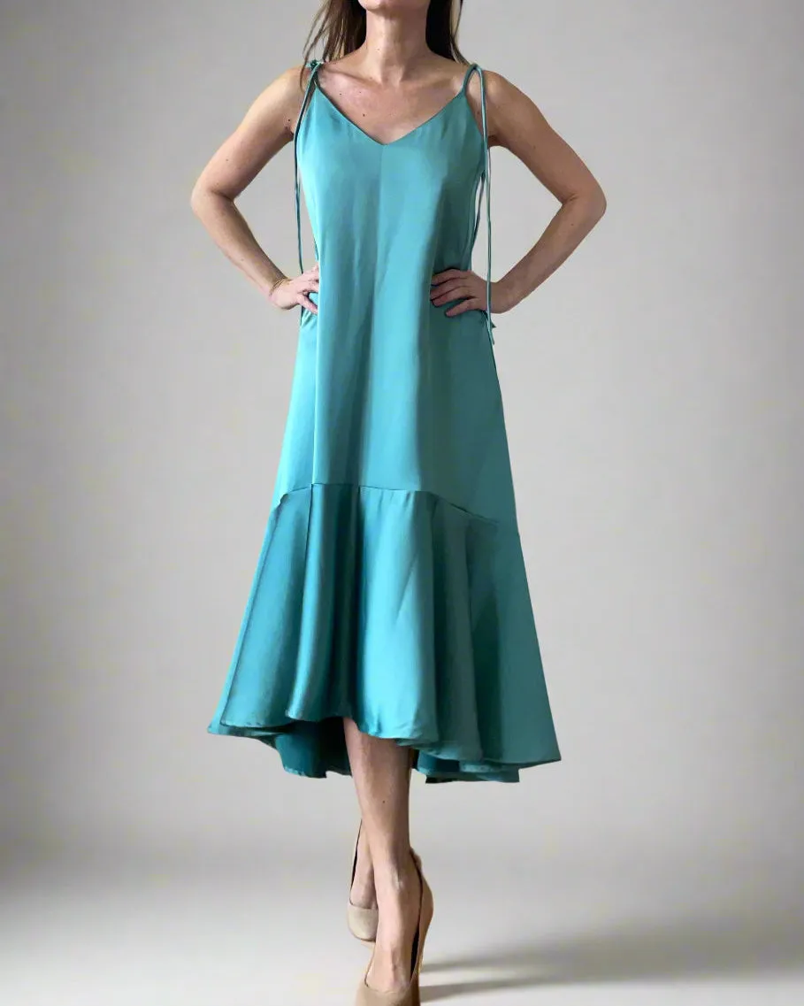 MIDI FRIDA DRESS WATERGREEN SATIN SATIN