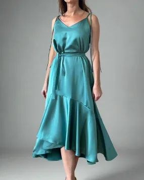 MIDI FRIDA DRESS WATERGREEN SATIN SATIN