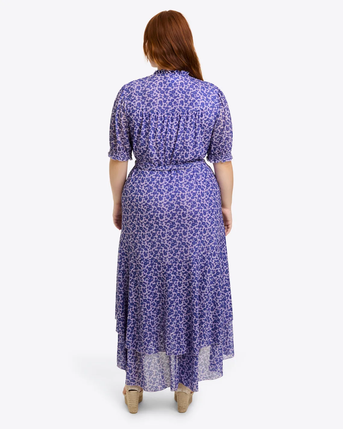 Naomi Wrap Dress in Stretch Mesh