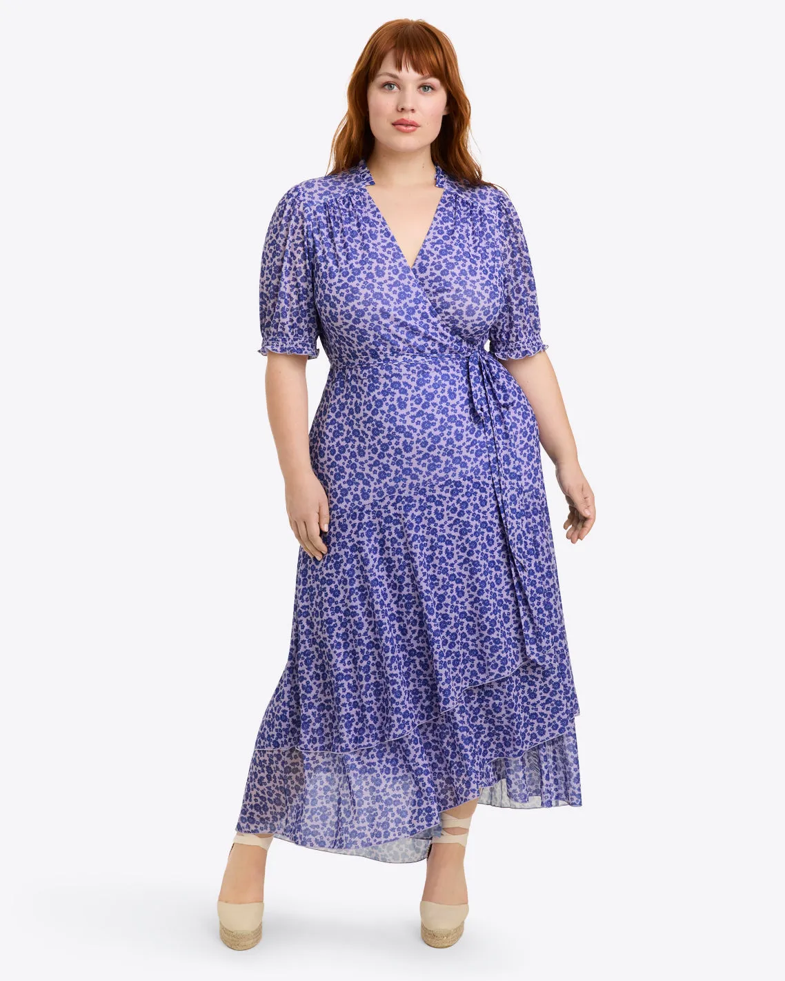 Naomi Wrap Dress in Stretch Mesh