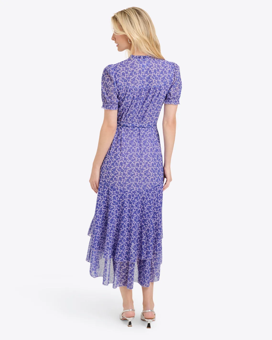 Naomi Wrap Dress in Stretch Mesh
