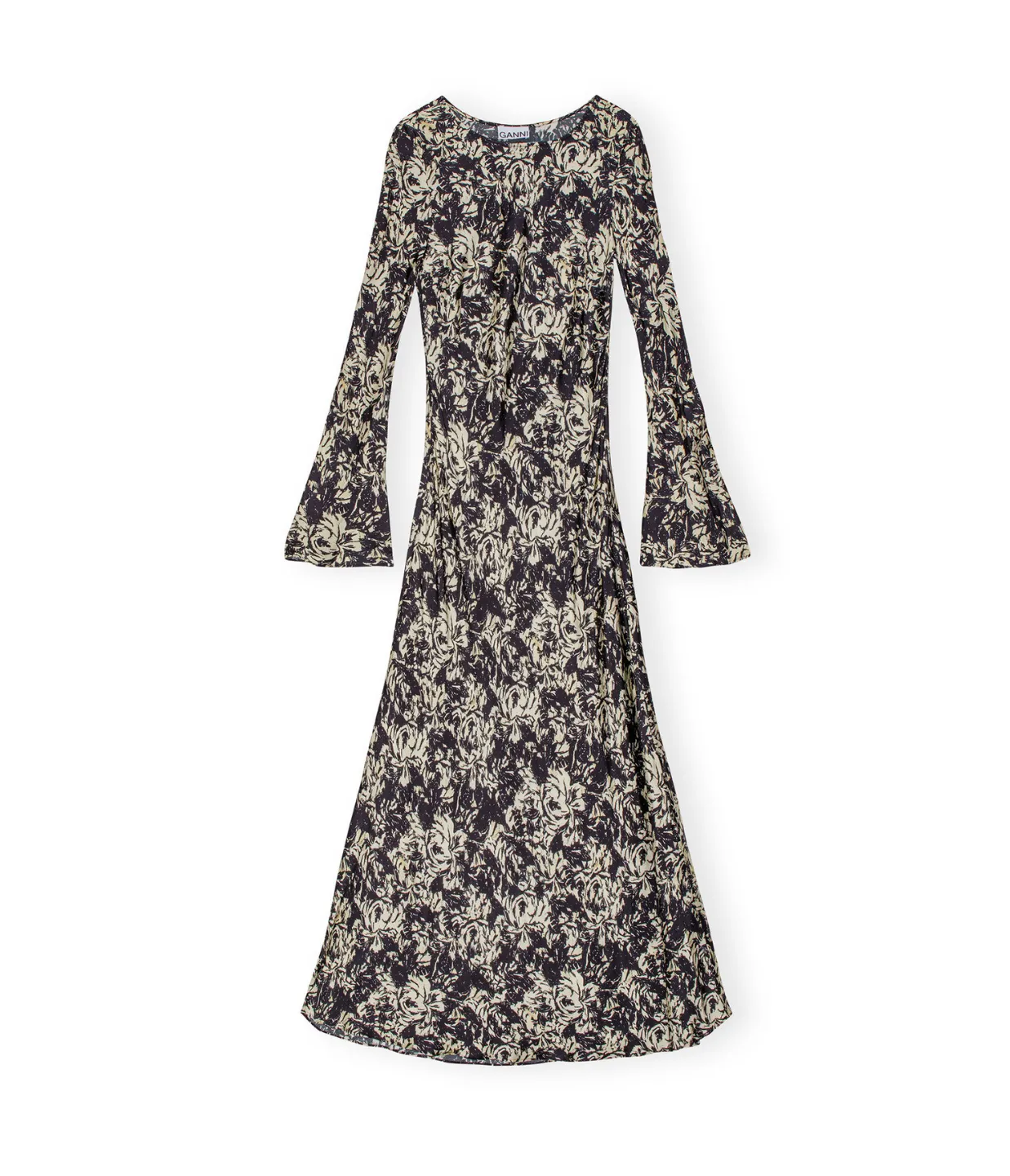 Printed Satin Maxi Dress in Flan