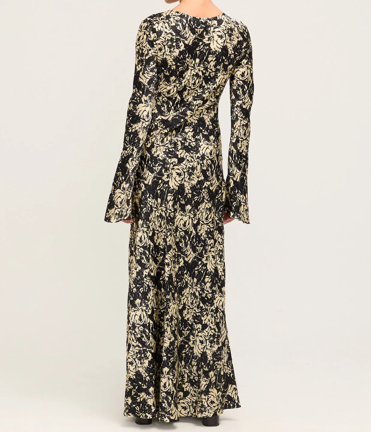 Printed Satin Maxi Dress in Flan