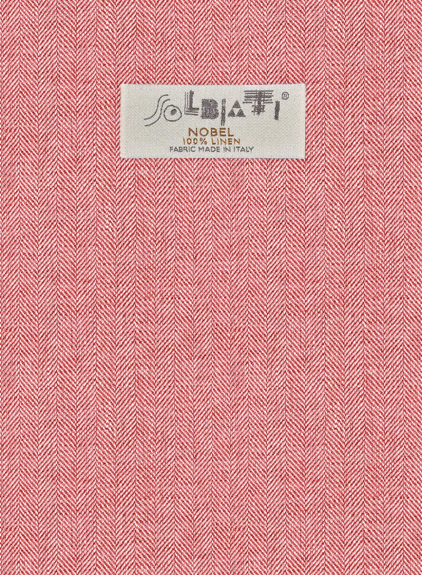 Solbiati Herringbone Coral Red Linen Pants