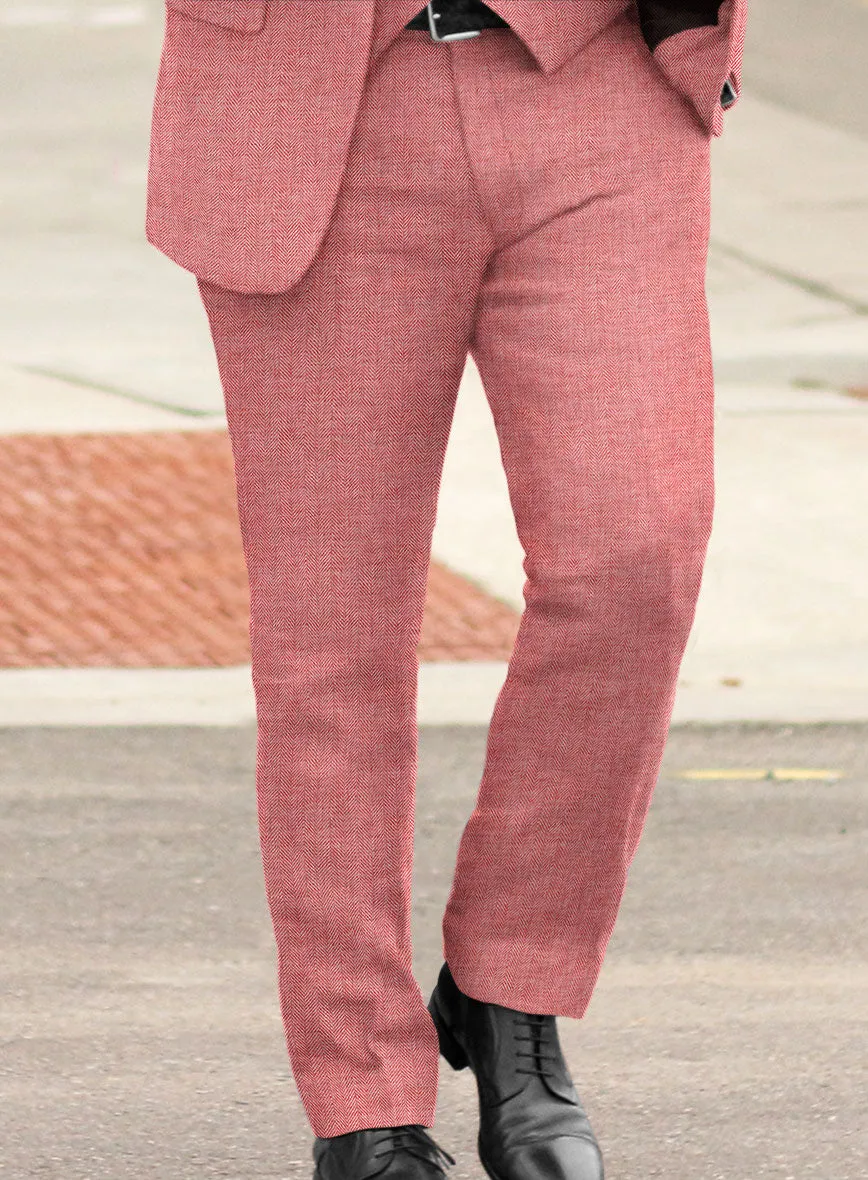 Solbiati Herringbone Coral Red Linen Pants