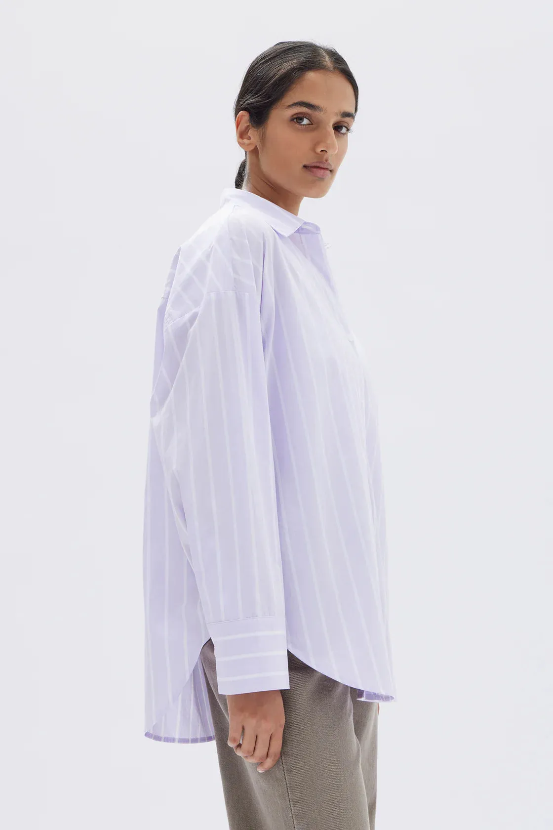 TALA POPLIN STRIPE SHIRT | JACARANDA/WHITE
