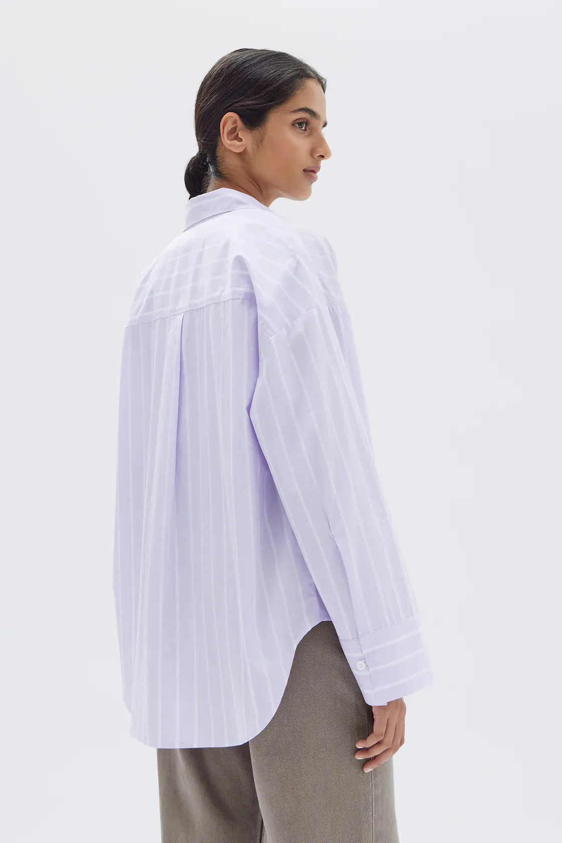 TALA POPLIN STRIPE SHIRT | JACARANDA/WHITE